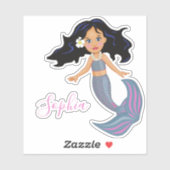 Sticker Foncé Haired Sirène rose mignonne personnelle stat (Feuille)