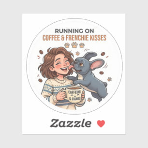 Sticker Fonctionne Au Café Et Aux Bisous De Bouledogue Fra