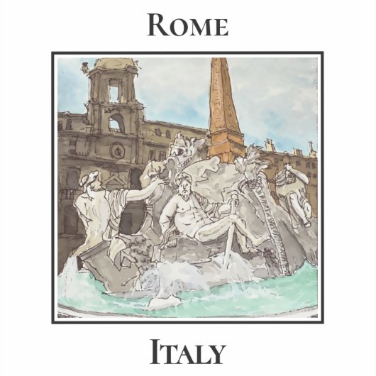 Sticker Fontana dei Quattro Fiumi. Rome, Italy (Recto)