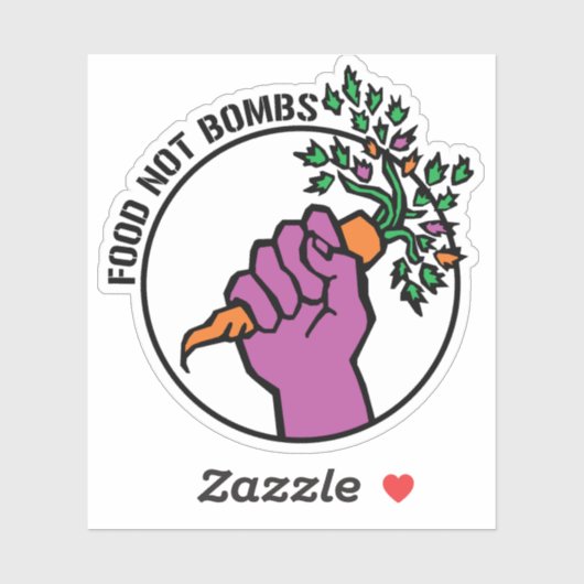 Sticker Food Not Bombs logo w/text (Feuille)