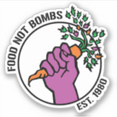 Sticker Food Not Bombs logo w/text & year (Devant)