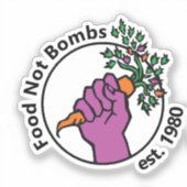 Sticker Food Not Bombs logo with text (Recto)