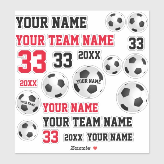 Sticker Football Ball Nom de l'équipe Football Soccer Joue (Feuille)