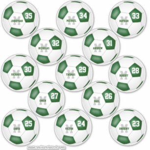 Sticker football blanc vert 13 personnalisées individuelle