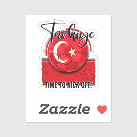 Sticker Football Drapeau Türkiye, Football Turc Rétro (Feuille)