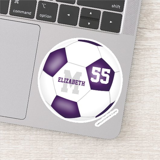 Sticker football personnalisé de filles blanches violettes (Détail)