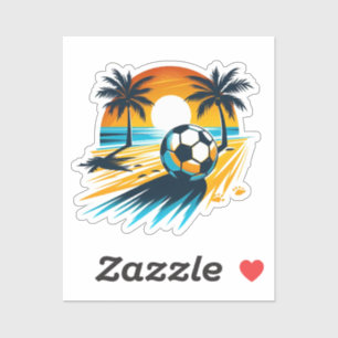 Sticker Football rétro de plage d'été tropical avec couche