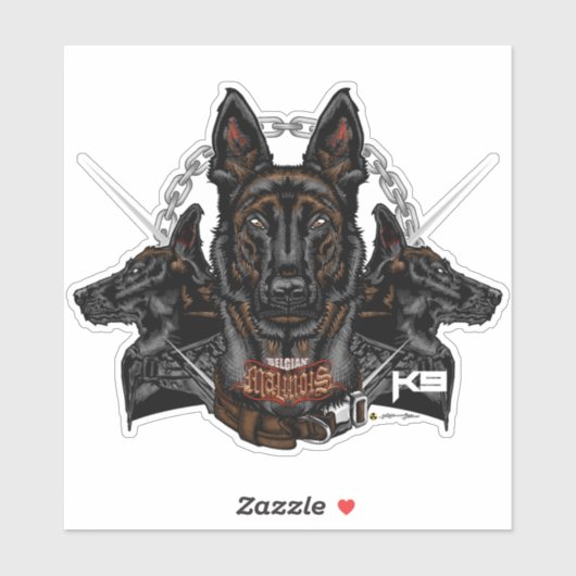 Sticker Force K9 Malinois Belge - ELIT3 (Feuille)