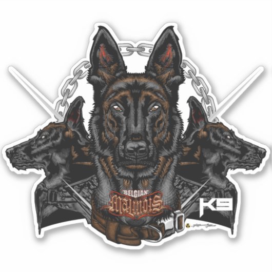 Sticker Force K9 Malinois Belge - ELIT3 (Devant)
