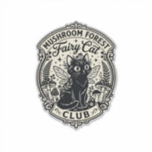 Sticker Forêt de champignons Fée Chat Drôle Chat Graphique (Devant)
