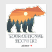 Sticker Forêt d'ours de texte personnalisé (Feuille)