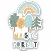 Sticker Forêt magique arc-en-ciel mignonne (Devant)