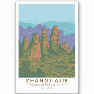 Sticker Forêt nationale de Zhangjiajie Chine Voyage Art Re