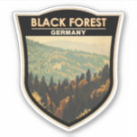 Sticker Forêt Noire Allemagne Voyage Art Vintage<br><div class="desc">Forêt Noire dans un style d'art vectoriel. La Forêt-Noire est une région montagneuse du sud-ouest de l'Allemagne,  à la frontière avec la France.</div>