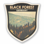 Sticker Forêt Noire Allemagne Voyage Art Vintage<br><div class="desc">Forêt Noire dans un style d'art vectoriel. La Forêt-Noire est une région montagneuse du sud-ouest de l'Allemagne,  à la frontière avec la France.</div>