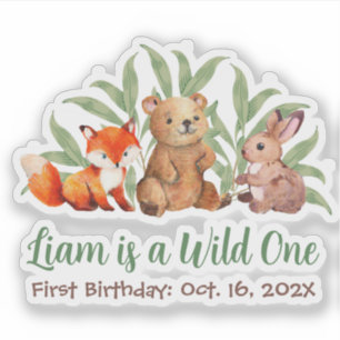 Sticker Forêt Sauvage Un mignon Animaux Végétation Anniver