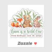 Sticker Forêt Sauvage Un mignon Animaux Végétation Anniver (Feuille)