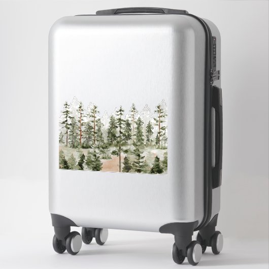 Sticker Forêt verte rustique aquarelle (Sur valise)