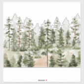 Sticker Forêt verte rustique aquarelle (Feuille)