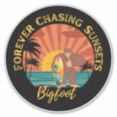 Sticker Forever Chasing Sunsets Bigfoot Surf Noir (Devant)