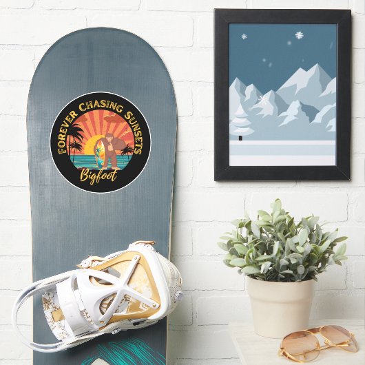 Sticker Forever Chasing Sunsets Bigfoot Surf Noir (Snowboard)
