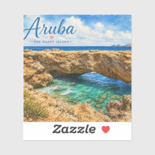 Sticker Formation rocheuse du pont naturel d'Aruba Caraïbe
