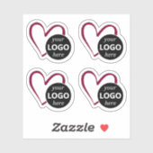 Sticker Forme cardiaque bordeaux simple avec logo ou image (Feuille)