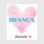 Sticker Forme de cœur à l'aquarelle avec nom personnalisé  (Feuille)