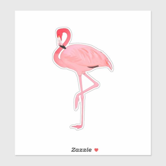 Sticker Forme de Flamant rose rose coupée (Feuille)