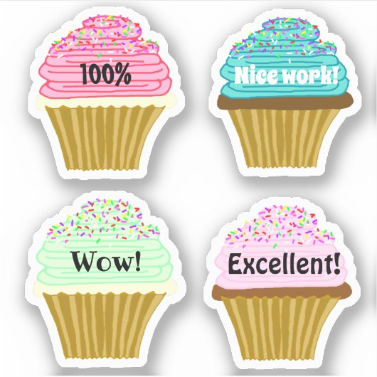 Sticker Formes de cupcake Encouragement en classe (Devant)