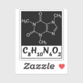 Sticker Formule moléculaire de la caféine - Café noir (Feuille)