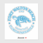 Sticker Fort Walton Beach (tortue de mer) (Feuille)