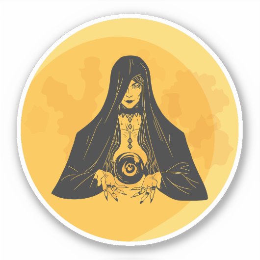 Sticker Fortune Teller Moon Halloween (Devant)