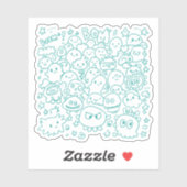 Sticker Foule de Kawaii (Feuille)