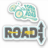 Sticker Fourche dans la route art texte typographique (Devant)