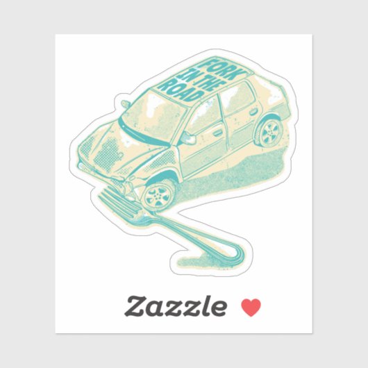 Sticker Fourche dans l'accident de la route (Feuille)