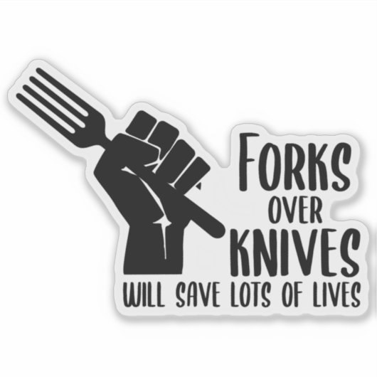 Sticker Fourches sur couteaux, Vegan (Devant)