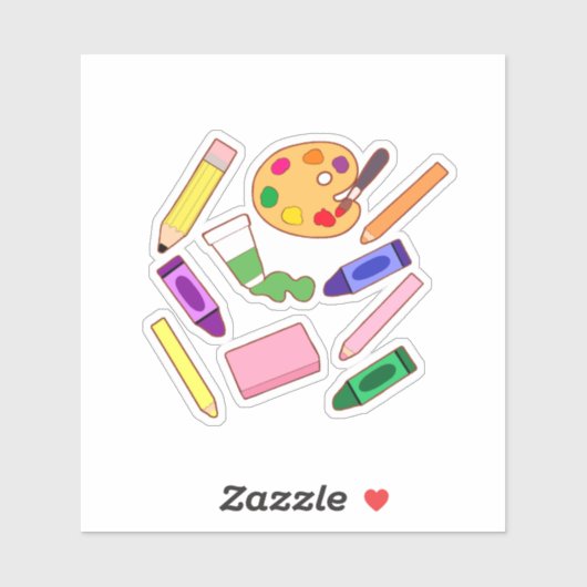 Sticker Fournitures d'art coloré (Feuille)