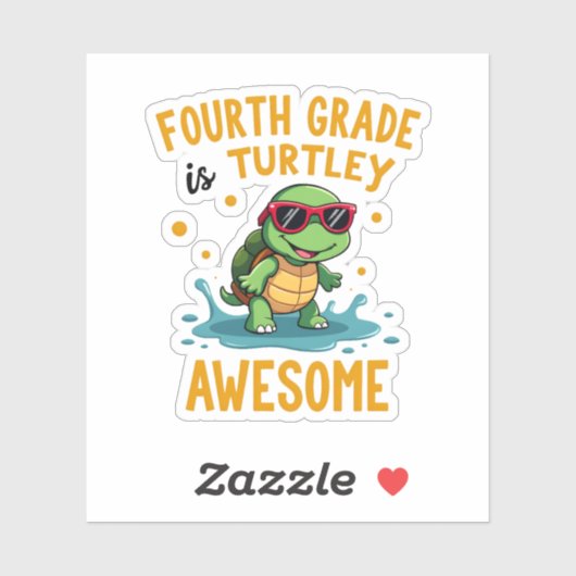 Sticker Fourth Grade Turtle-y Awesome First Day of Fourth (Feuille)