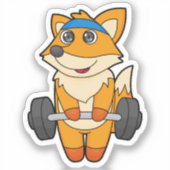 Sticker Fox à Fitness avec Barbell (Recto)