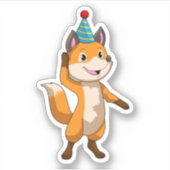 Sticker Fox à la fête avec casquette de parti (Devant)
