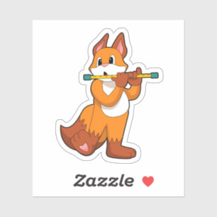 Sticker Fox à la musique avec Flute.PNG
