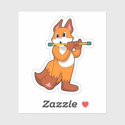 Sticker Fox à la musique avec Flute.PNG (Feuille)