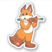 Sticker Fox à la musique avec Flute.PNG (Devant)