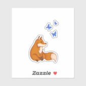 Sticker Fox and Butterflies (Feuille)
