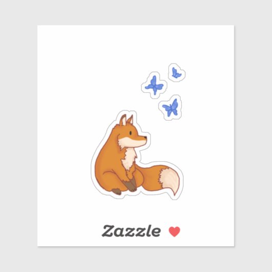 Sticker Fox and Butterflies (Feuille)