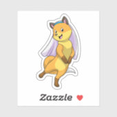 Sticker Fox as Bride with Veil (Feuille)