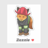 Sticker Fox as Firefighter avec Helmet (Feuille)