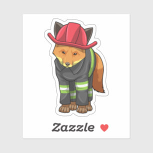 Sticker Fox as Firefighter avec Helmet