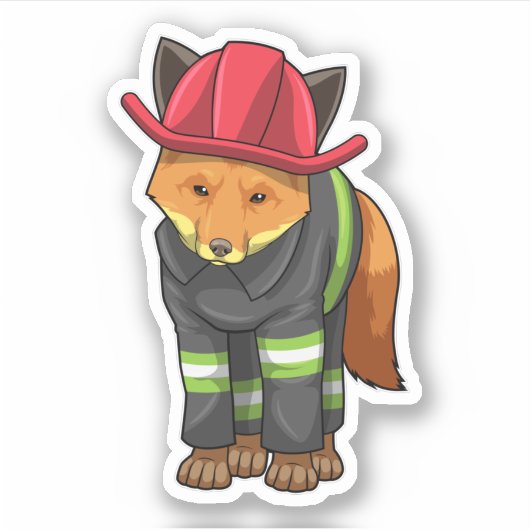Sticker Fox as Firefighter avec Helmet (Devant)